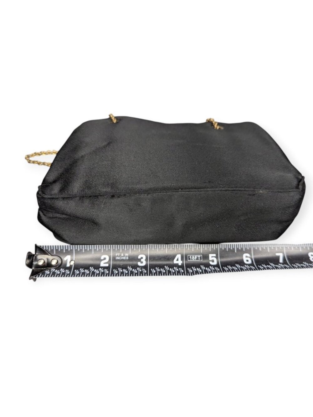 Ande Classic Black Shoulder Evening Bag with Adjustable Gold Tone Chain Strap - Picture 12 of 15